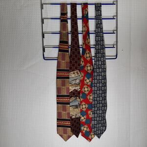 Designer Silk Tie Lot x4 Bold Made in USA Zianetti Cravats Timberlake Art
